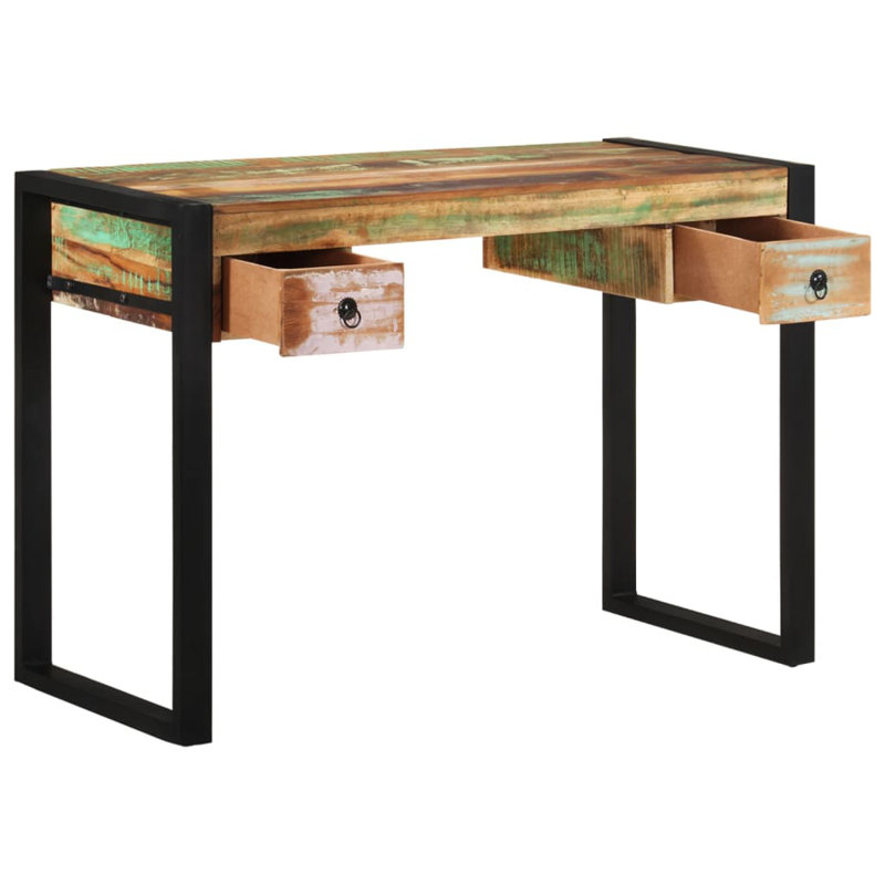 Solid Wood Top Metal Base Writing Desk