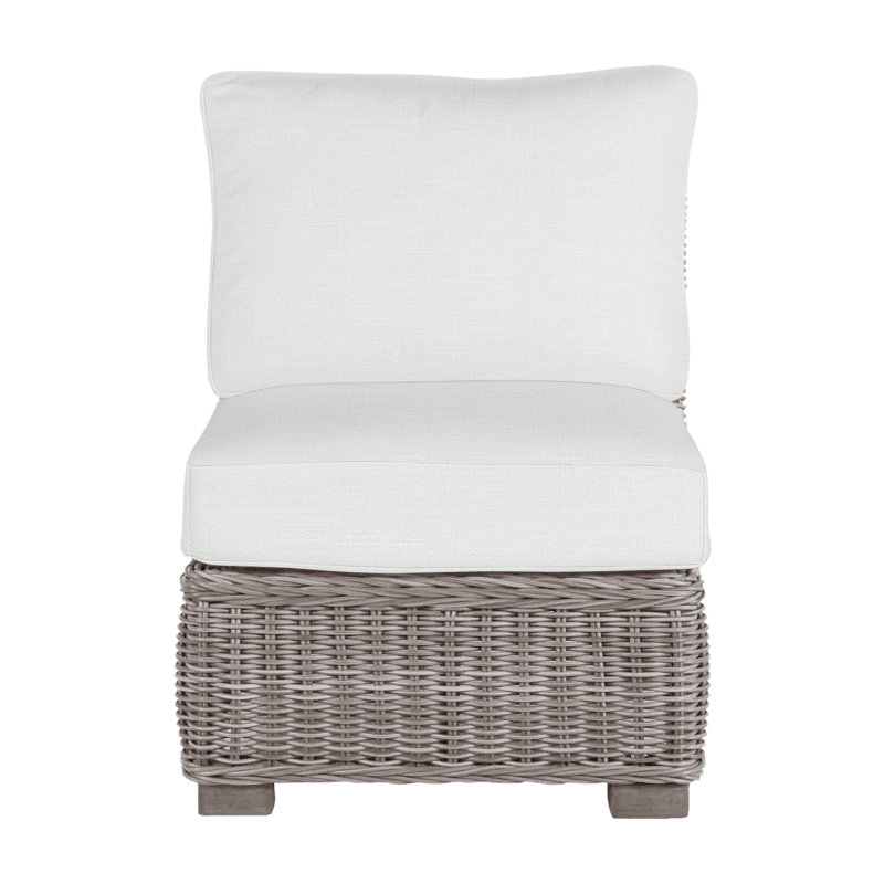 Fauteuil de chambre modulaire d'extérieur en résine tressée rustique N-Dura, InsideOut® Rollo ‑ lin dentelle, Pas de soudure