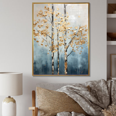 Décoration murale Harmony III - arbres dorés et bleus