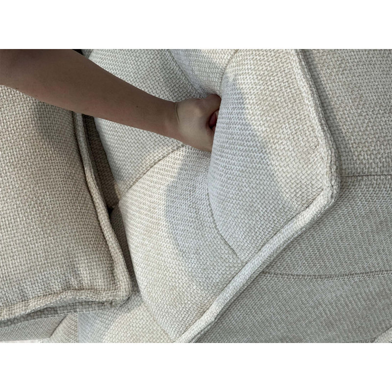 Canapé en chenille, Beige, H 34,25 po x l 125,19 po x P 42,13 po, 3