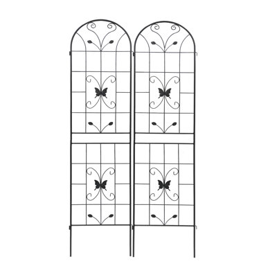 2 Pack Metal Rustproof Garden Trellis Plants, 86.7" X 19.7" Outdoor, Black Iron Support For Vines,
