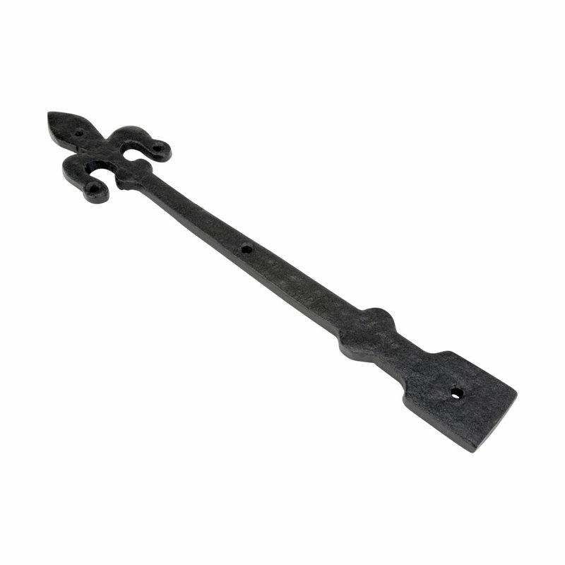 Black Wrought Iron Dummy Strap Hinge 12" L Fleur De Lis Rust Resistant