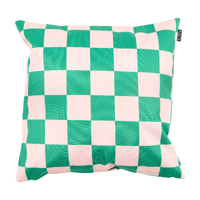 Checkerboard & Stripe Indoor-Outdoor Cushion, Green Striped