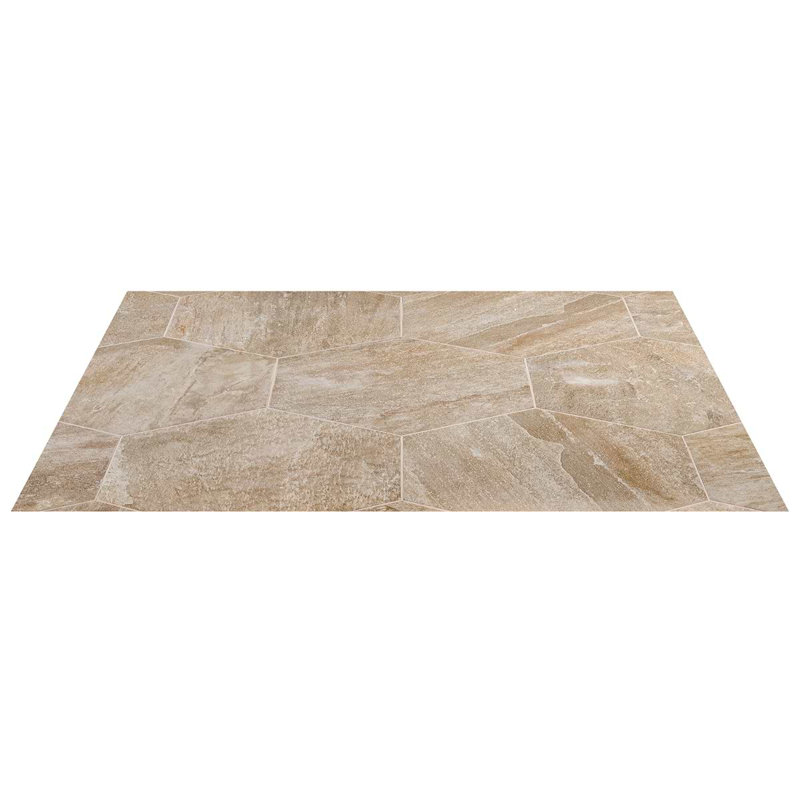 Shala 20" Hexagon Matte Slate Look Porcelain Tile, Sand Beige