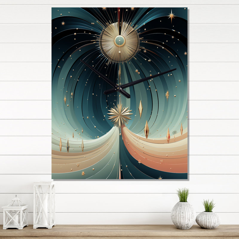Cosmic Unity Retro Futuristic Vision - Très grandes horloges murales géométriques modernes, H 28 po x l 12 po x P 1 po