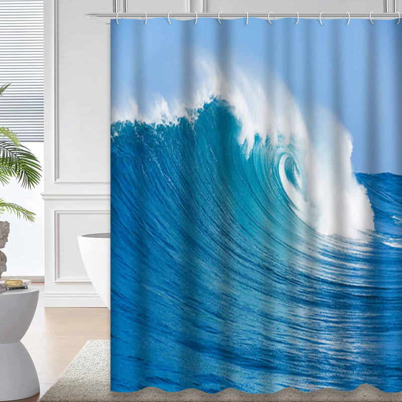 Blue Ocean Wave, surf de mer, plage, paysage, surfeur d'eau d'Hawaï, éclaboussure avec 12 crochets, L 72 po x l 84 po