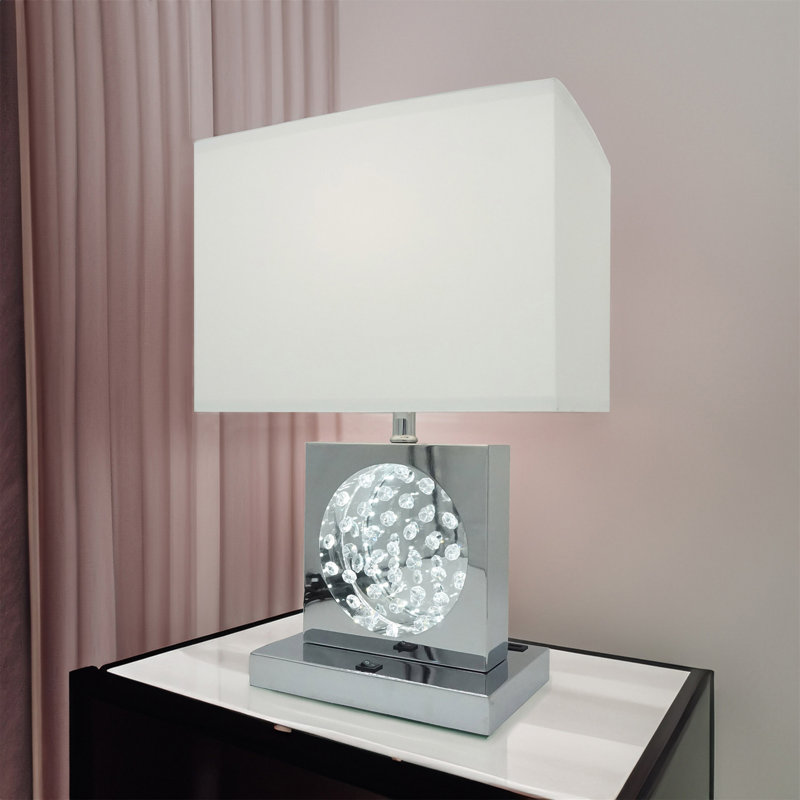 Abat-jour rectangulaire en cristal 1pc, Argent argent, Blanc