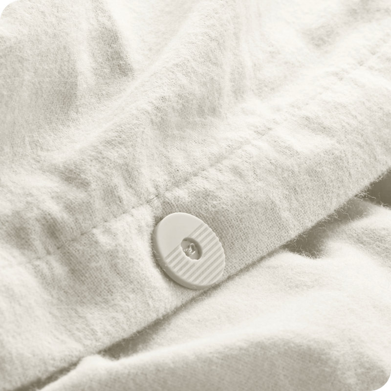 Cream Twin/Twin XL Cotton Flannel Duvet Cover Set