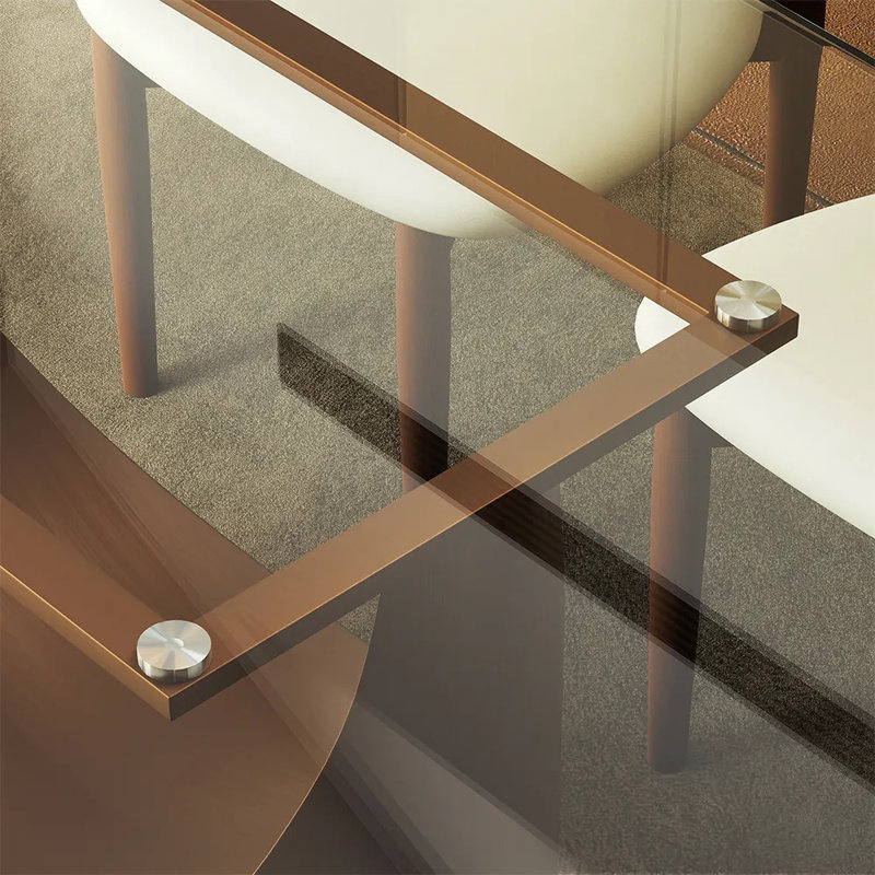 Table de salle à manger moderne en verre avec base en piédestal, H 30,70 po x L 78,74 po x l 36,61 po, Transparent/bronze