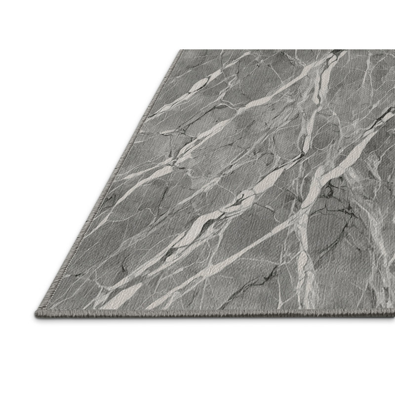 Machine Washable Gray Area Rug, Round 5'