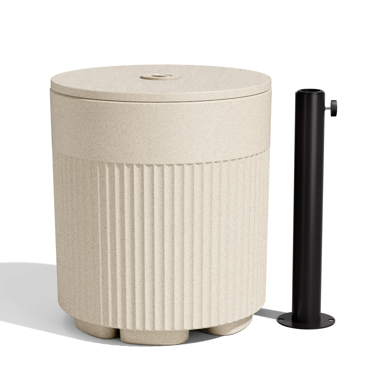 Modern Outdoor Patio Side Table Umbrella Base, 16.7" H x 14.8" W x 14.8" D, White