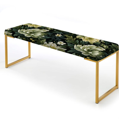 McDuffie - Floral Upholstered Gold Bench