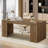 63'' Modern Office Executive Desk, Wood Computer Desk Writing Table, Weathered Oak