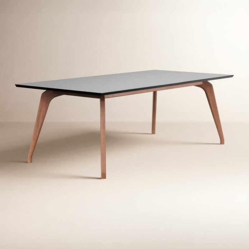 Modern Brazilian Glass Dining Table, Black, 29.5" H x 86.5" L x 43.5" W