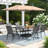 6-Person Rectangular Patio Dining Set With Umbrella & Textilene Stackable Chairs-1069775445