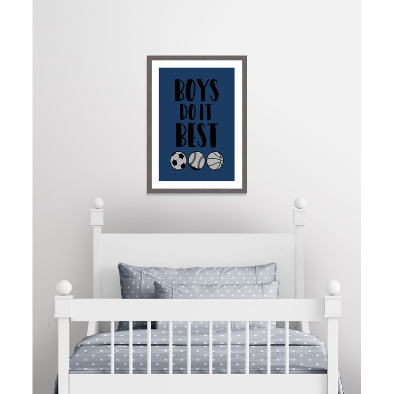 «Boy Do It», art encadré, H 36,5 po x l 26,5 po x P 0,6 po, Encadrement fil du bois gris