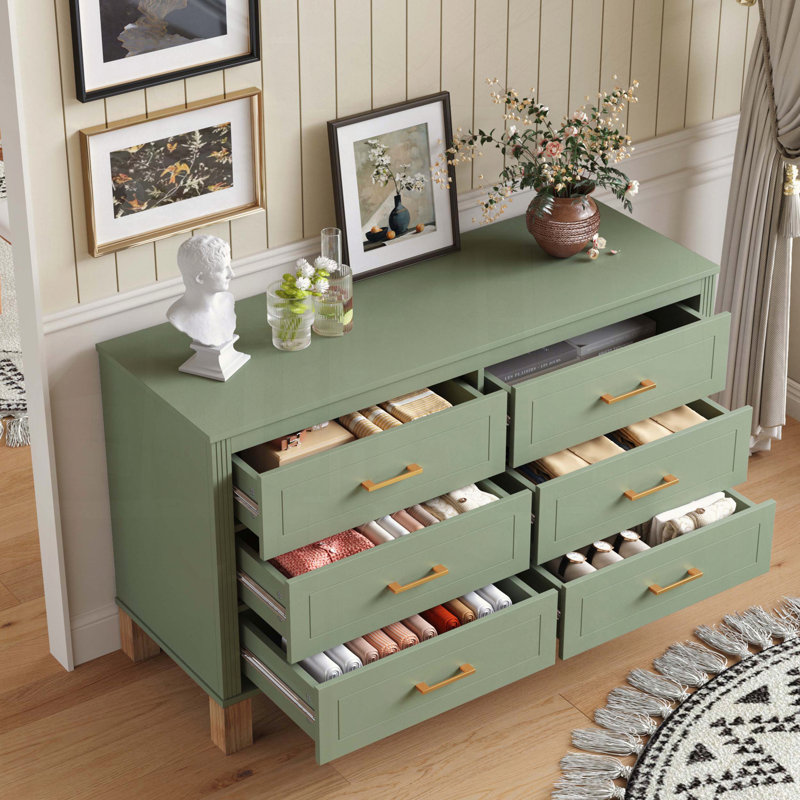 Sage Green 6-Drawer Double Dresser, Sage Green