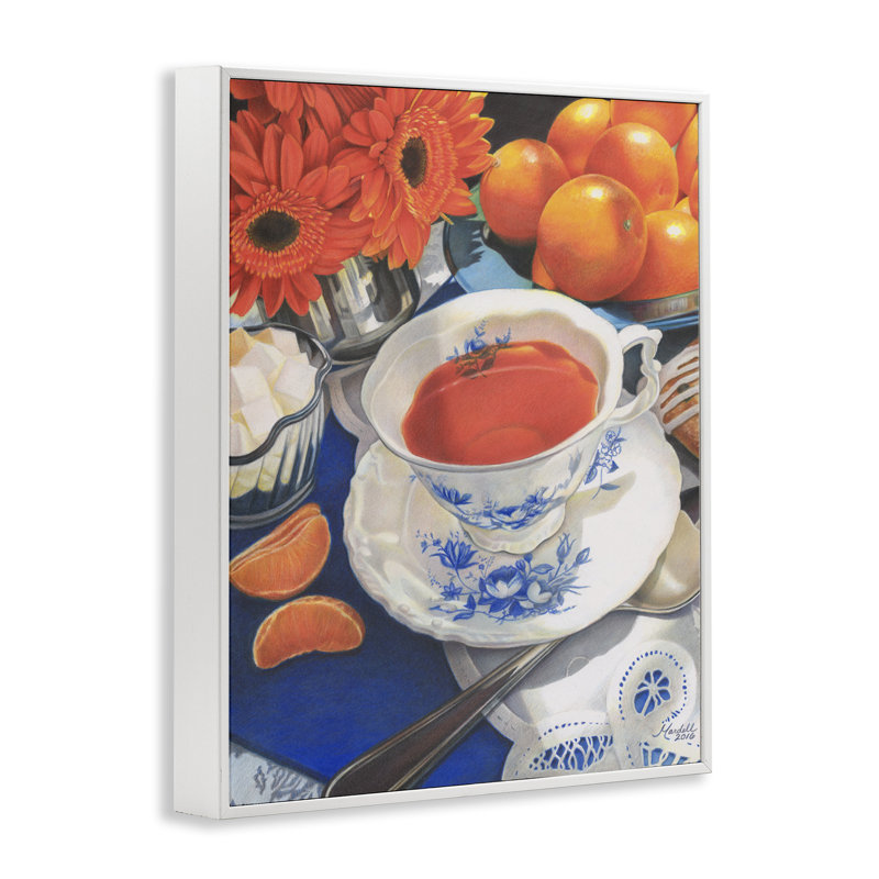 «Citrus Tea Time» par Mardell Schuster, Estampe numérique encadrée blanc bord de mer, H 14 po x l 11 po