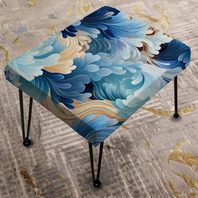 Blue And White Abstract Essence Of Zen - Floral Rectangle Ottoman