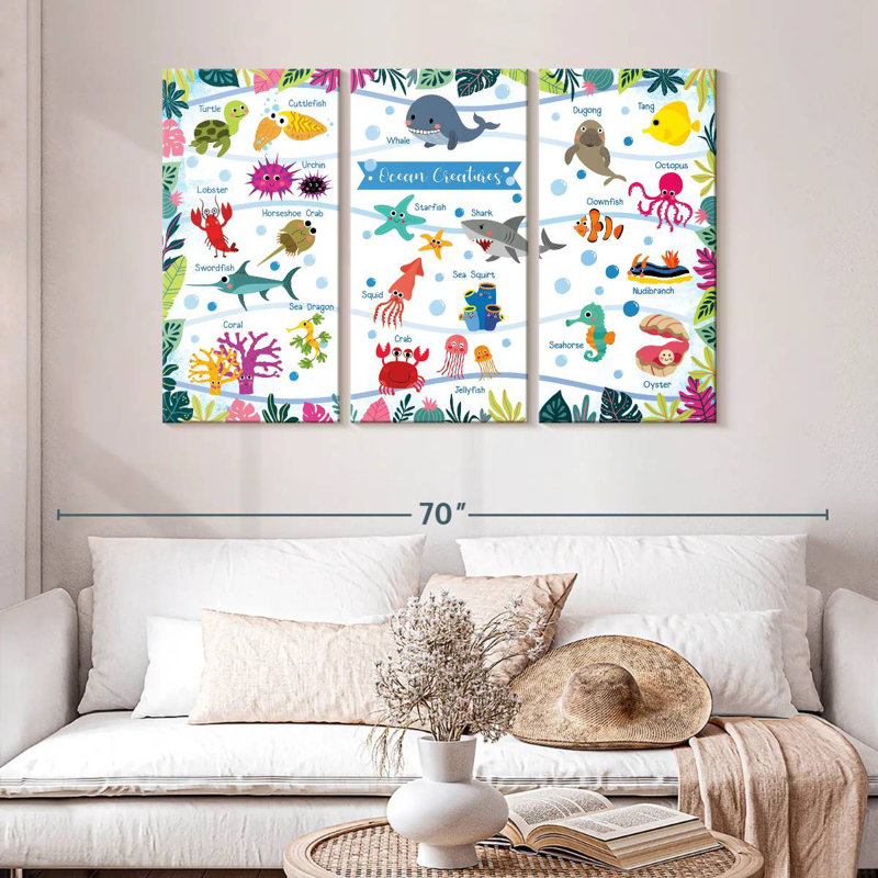 Ashelle Ocean Creatures Chart, 32" H x 50" W