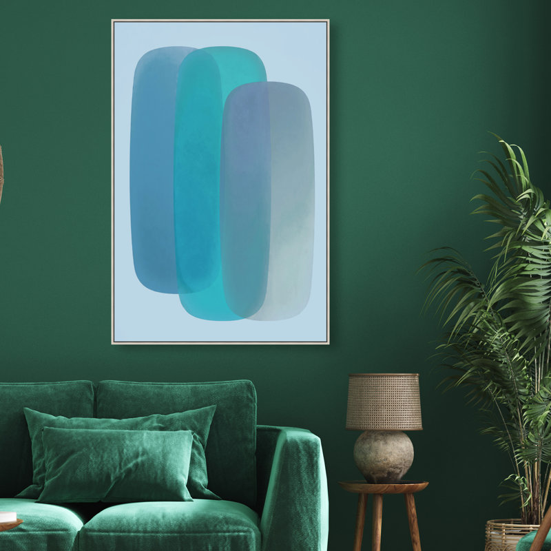 Teal Gradients Print by Oliver Gal, 46"H x 31"W, Silver Floater Frame