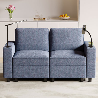 Myriane Sofa 64" W Square Arm Modular Upholstered Loveseat Couch with Storage for Living Room