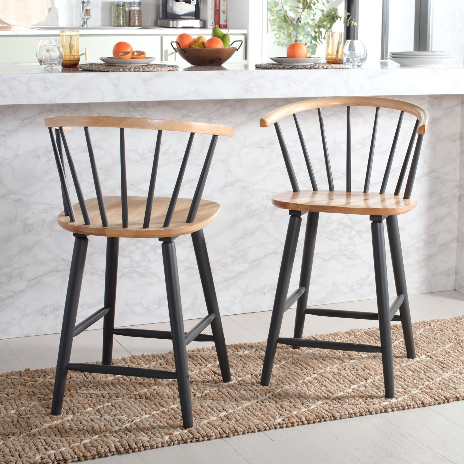Sheffield Solid Wood Bar & Counter Stool, Counter Stool (23" Seat Height), Natural /Gray