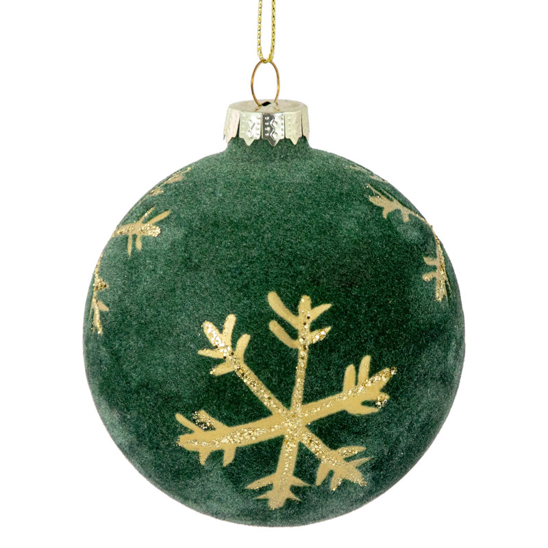 4 Piece Flocked Glass Ball Ornament Set