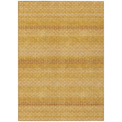 Serenith Gold Washable Indoor-Outdoor Rug - LOOMLAN