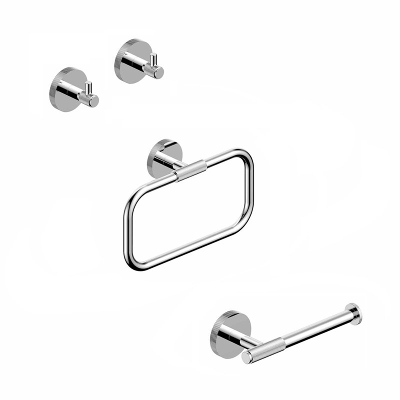 Klass WSBC 256890C Bathroom Hardware Set in Matte Black, Polished Chrome