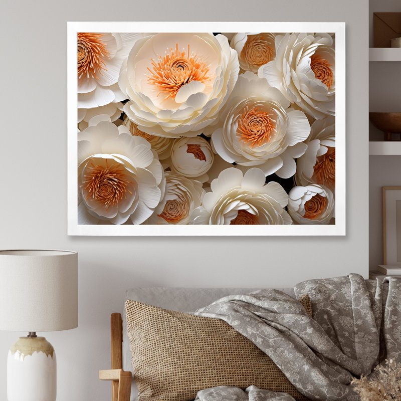 Ranunculus Radiance Treasure II, Cadre simple blanc, H 24 po x l 32 po x P 1 po
