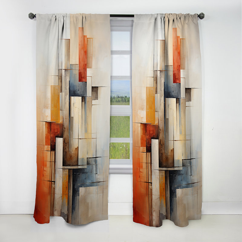 Cubism Fragmented Perspectives II - Cubism Curtain - Blackout Abstract Curtain - 1 Panels, 52" W x 108" L