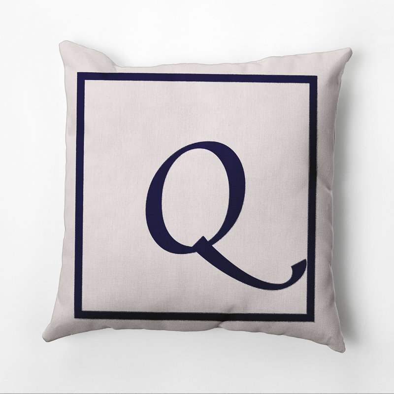 Reversible Throw Pillow, 26"x26", Navy Blue/White, Q