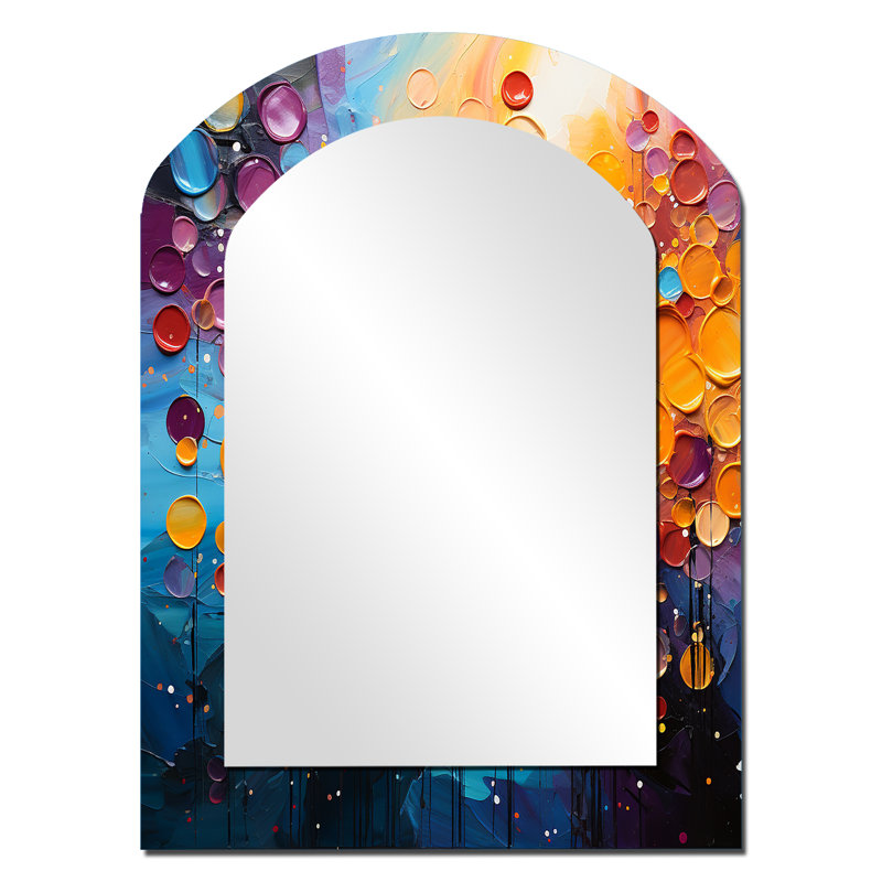 «Dancing Lights - Abstract Collages», grand miroir mural asymétrique, art moderne, impression sur métal, 34 po x 25 po