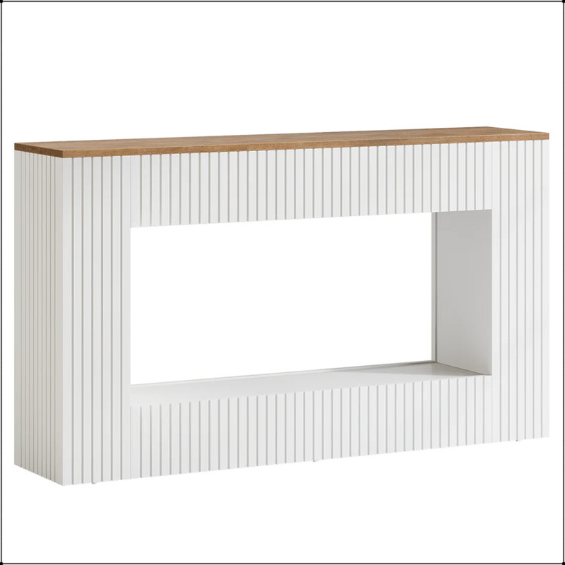 55" Fluted Console Table with Walnut Top - Modern Design