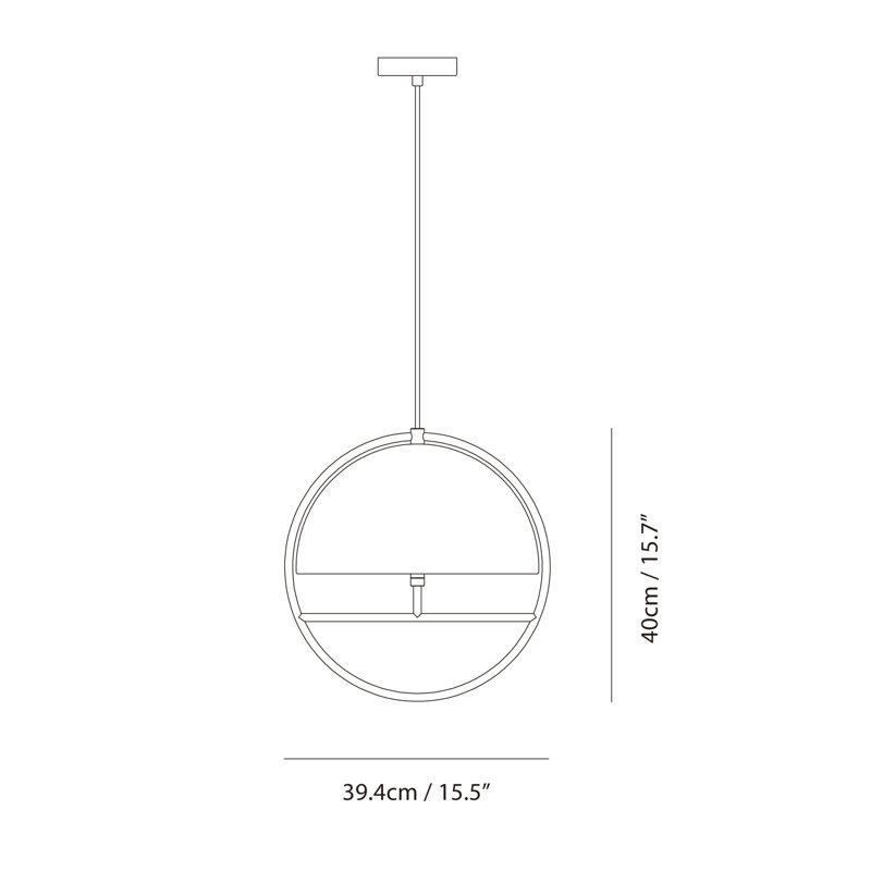 Luminaire suspendu Huan, H 15,7 po x l 15,5 po x P 14,1 po, Cacao / chrome, Chrome