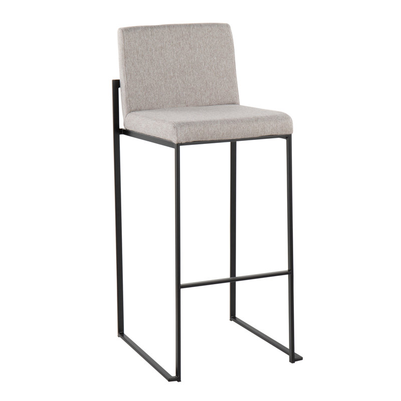 Tabouret de bar contemporain à haut dossier, Noir, Gris clair, 2