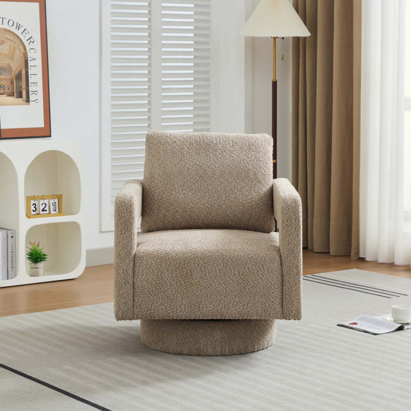 Fauteuil d'appoint pivotant revêtu de tissu bouclé, Taupe