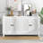 Cedrina Large Storage Space Sideboard, 4 Door Buffet Cabinet with Pull Ring Handlest,Office Credenza-566616402