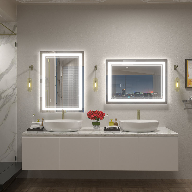  Wayfair Basics® UL Certified LED Anti-Fog Tempered Glass Bathroom/Vanity Mirror , 28" x 20"