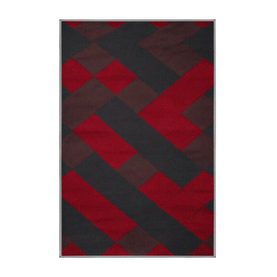 Machine Washable Checkered Purple Area Rug