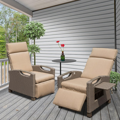 Fauteuil inclinable d'extérieur, fauteuil inclinable avec osier tissé à la main