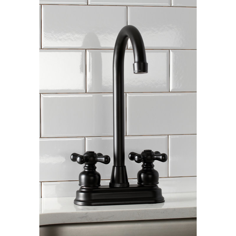 Kingston Brass Two-Handle 2-Hole Deck Mount Bar Faucet, Matte Black