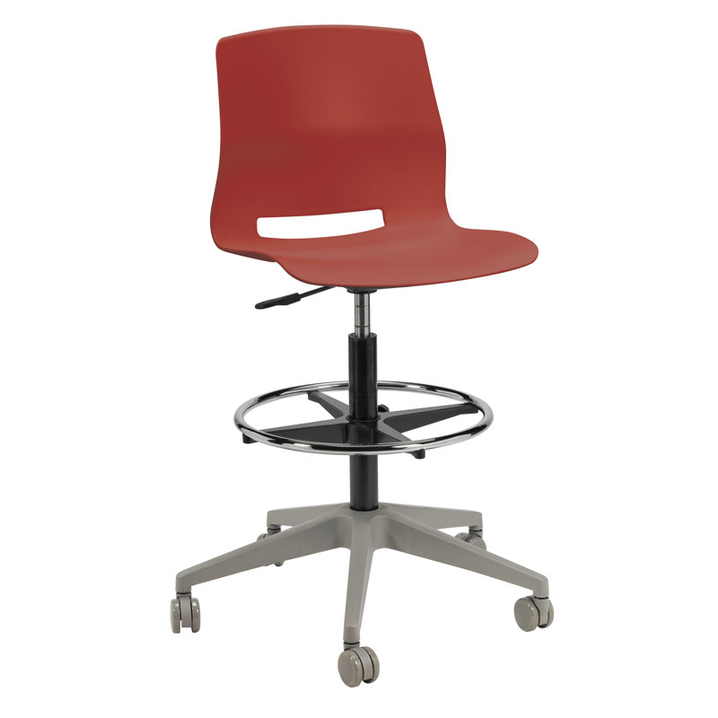Wille Lola Drafting Stool 5 Star Caster, Peri Red