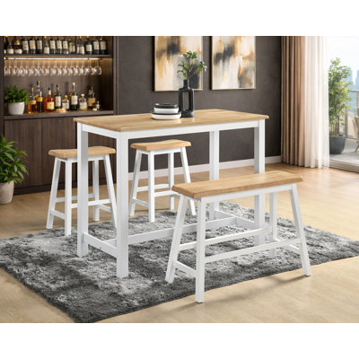 Ensemble de salle à manger à hauteur de comptoir 4 pièces Bellea Vita avec 2 tabourets et 1 banc