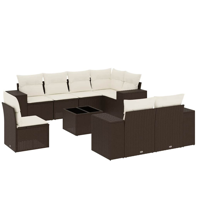 Ensemble de canapé de jardin brun