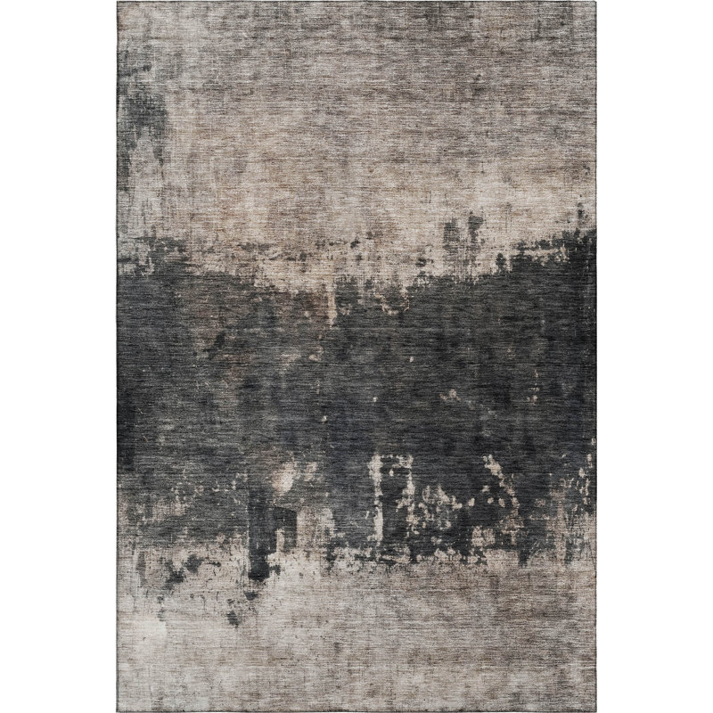 Tapis abstrait lavable à la machine Premium AMF1215, Rectangulaire 3 pi x 5 pi