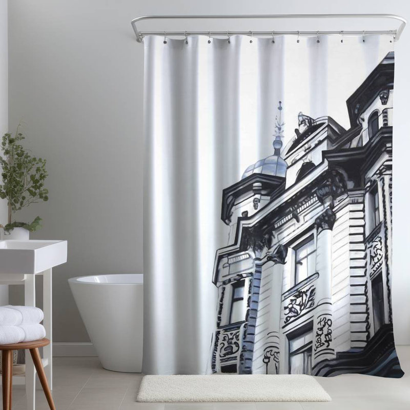 Shower Curtain AR4 – Polyester Shower Curtain, Dye Sublimation Print, 71" W × 74" L
