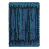 Vintage Swedish Rya Rug, Scandinavian Abstract In Navy Blue Tones - Rug & Kilim