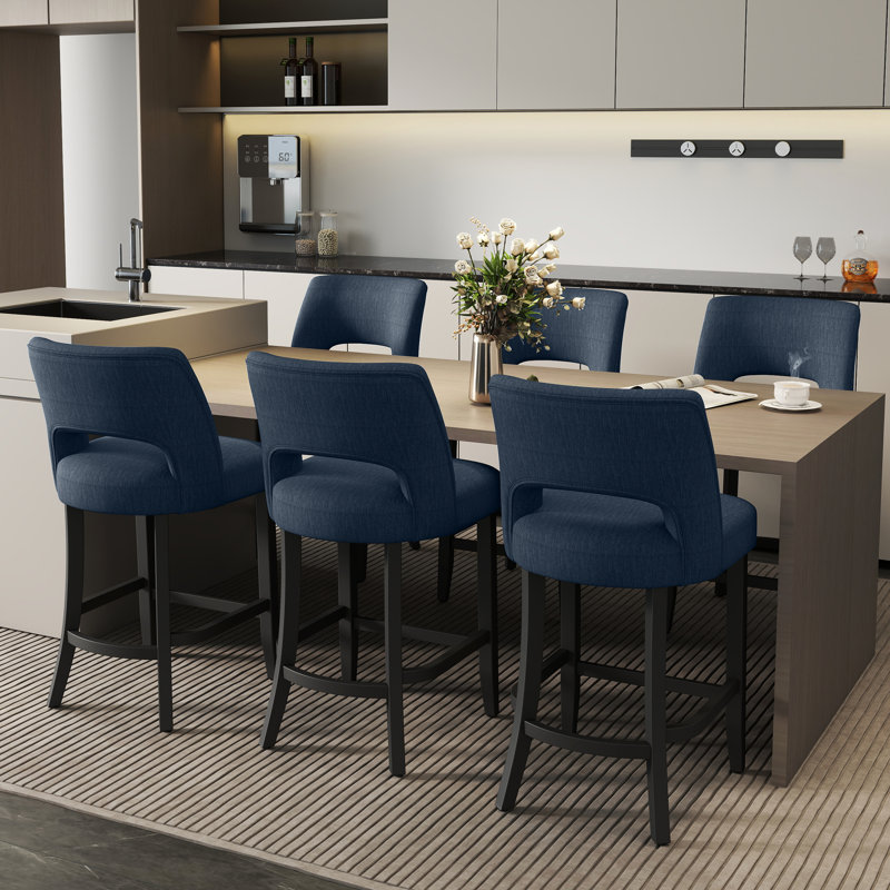 Tabouret de bar Bisto, Pieds noirs et bleus